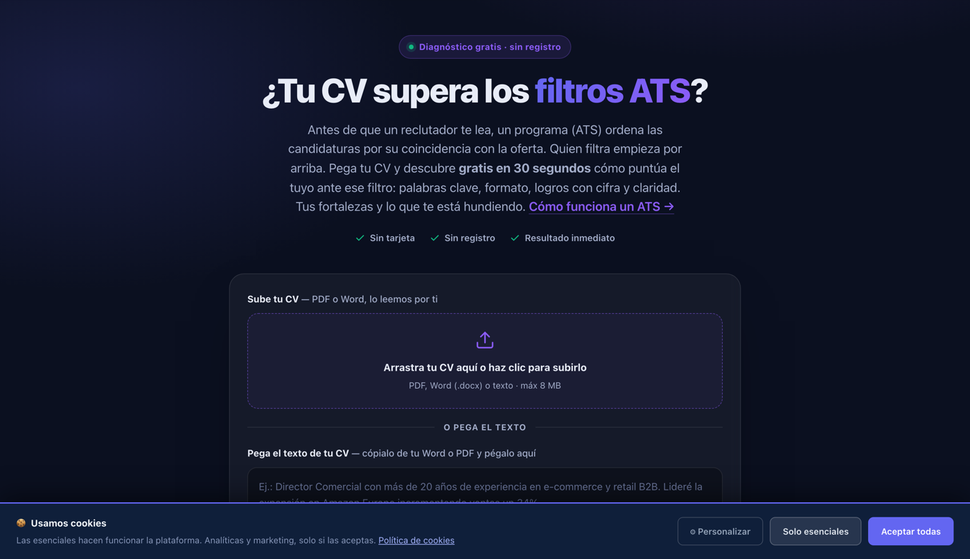 El diagnóstico frente a filtros automáticos: gratis, sin cuenta, y dicho como lo que es, la estimación de un modelo.